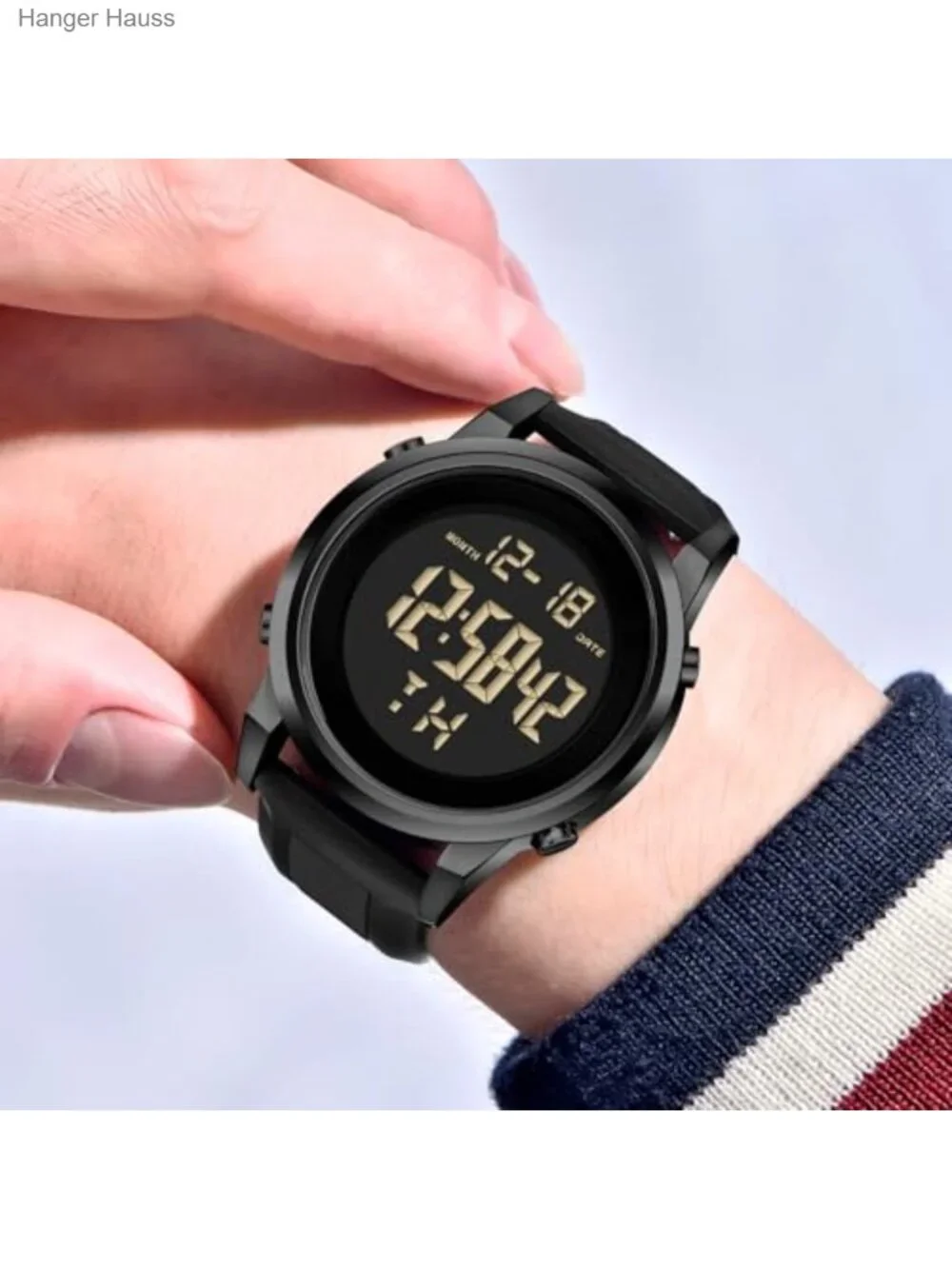 Waterproof Digital Sports Watch for Men with Stopwatch Alarm LED Backlight